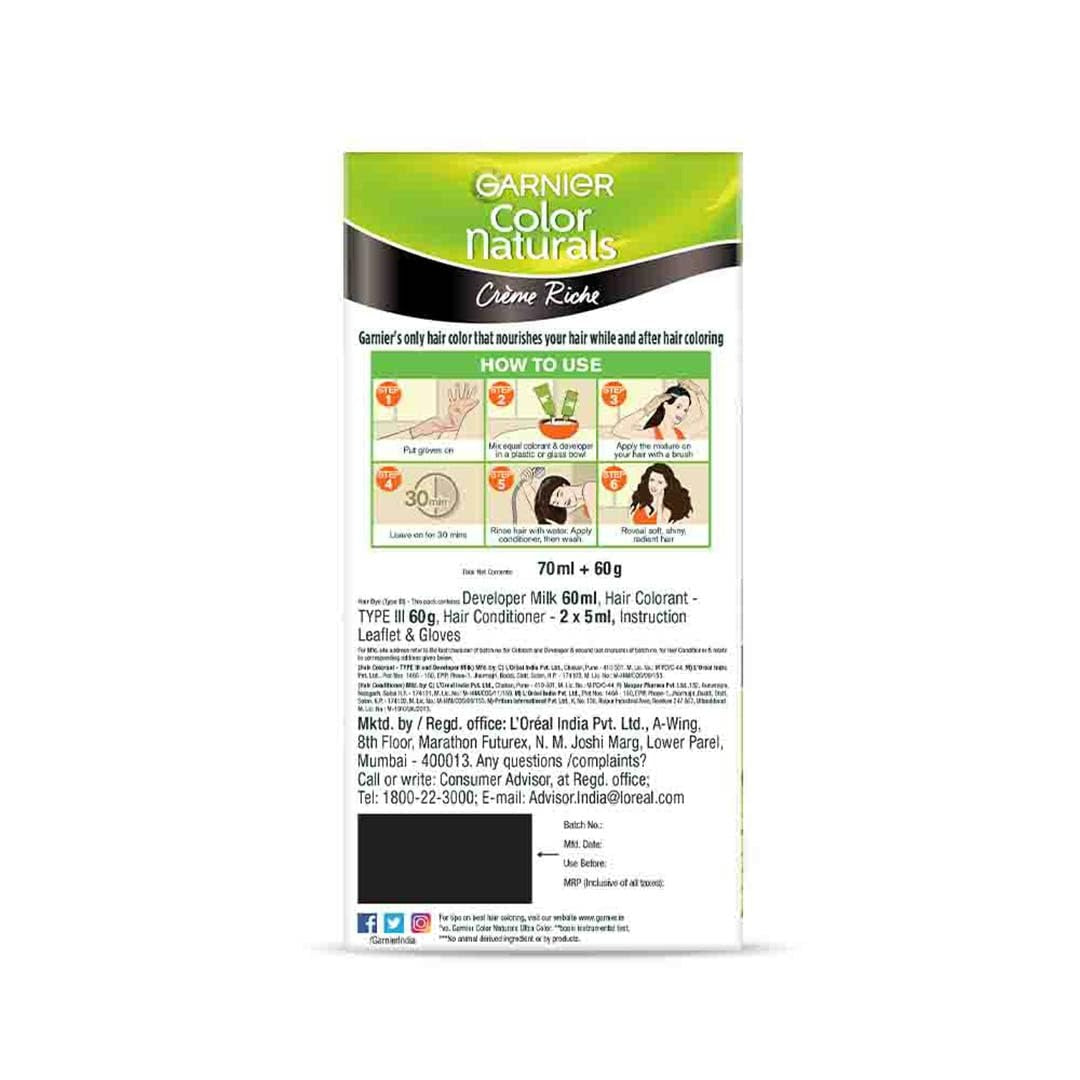 Garnier Color Naturals Creme Riche Hair Color, Shade 3 Darkest Brown - Distacart