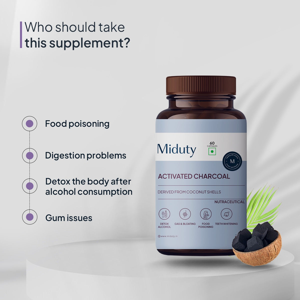 Miduty by Palak Notes Activated Charcoal Capsules - Distacart