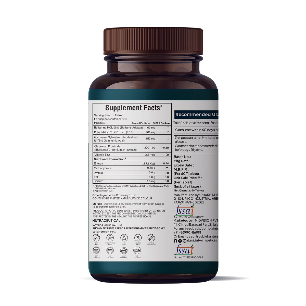 Miduty by Palak Notes Blood Sugar Control Tablets - Distacart