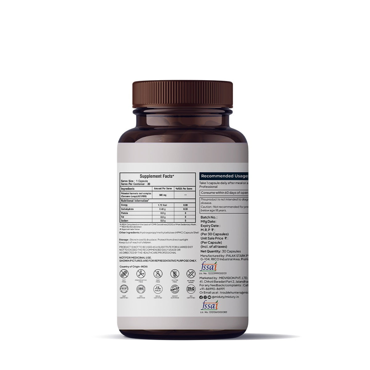 Miduty by Palak Notes Complete Turmeric Matrix Capsules - Distacart
