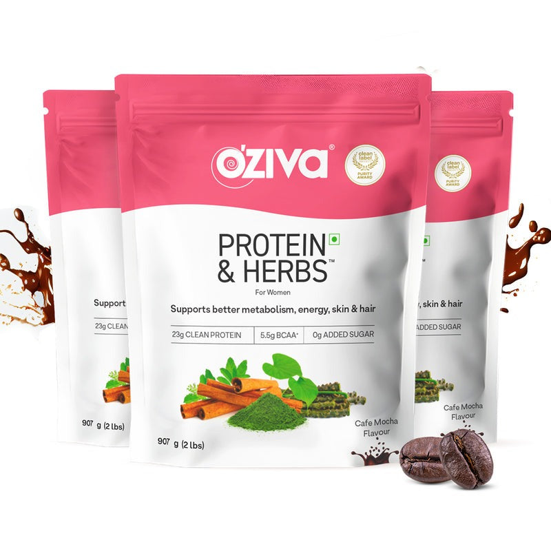 OZiva Protein & Herbs for Women - Protein Powder to Reduce Body Fat, Manage Weight & Metabolism, No Added Sugar - Distacart