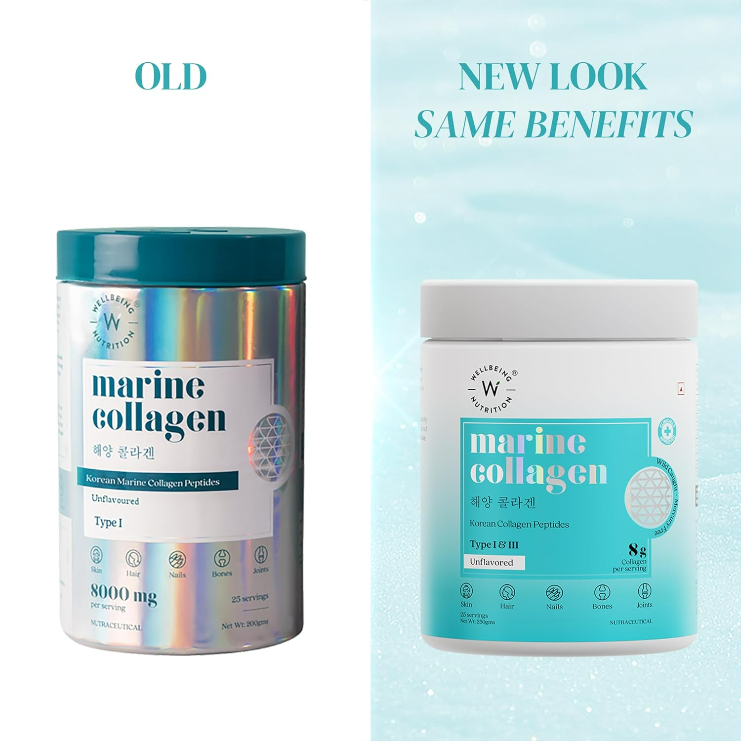 Wellbeing Nutrition Pure Korean Marine Collagen Powder - Unflavoured For Skin, Hair, Nails, Bone & Joint - Distacart