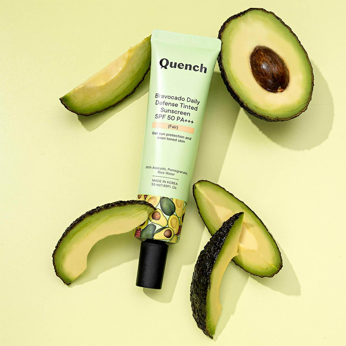 Quench Bravocado SPF 50+ PA++++ Sunscreen Gel With Avocado, Rice Water & Pomegranate, Korean Beauty - Distacart