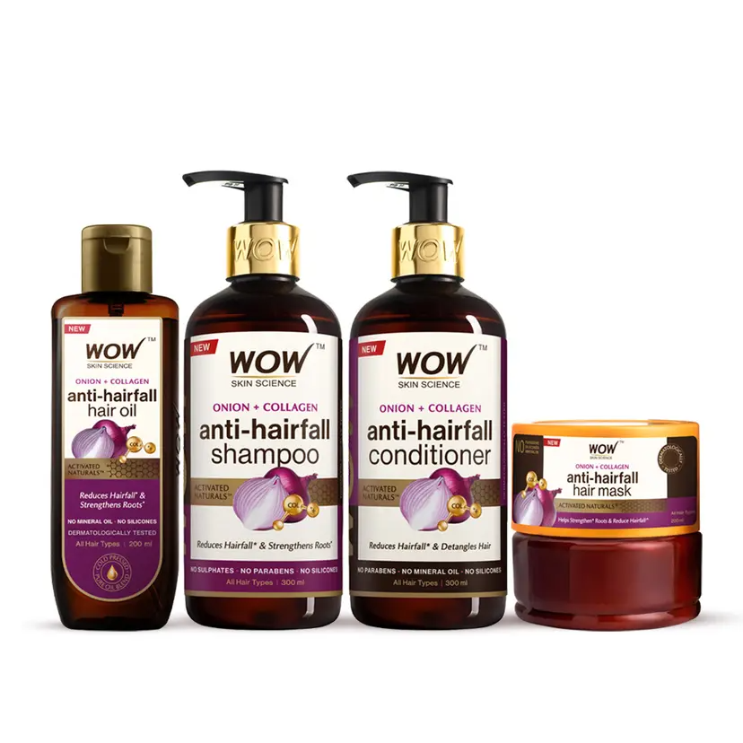 Wow Skin Science Onion Black Seed Oil Hair Care Ultimate 4 Kit - Distacart