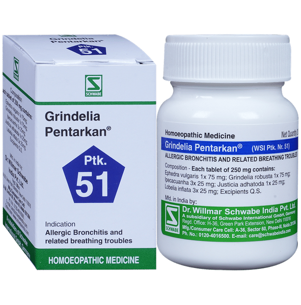 Dr. Willmar Schwabe India Grindelia Pentarkan Ptk 51 Tablets - Distacart