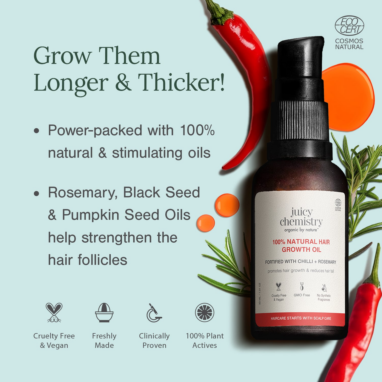 Juicy Chemistry Chilli Horsetail and Blackseed Hair Oil - Distacart
