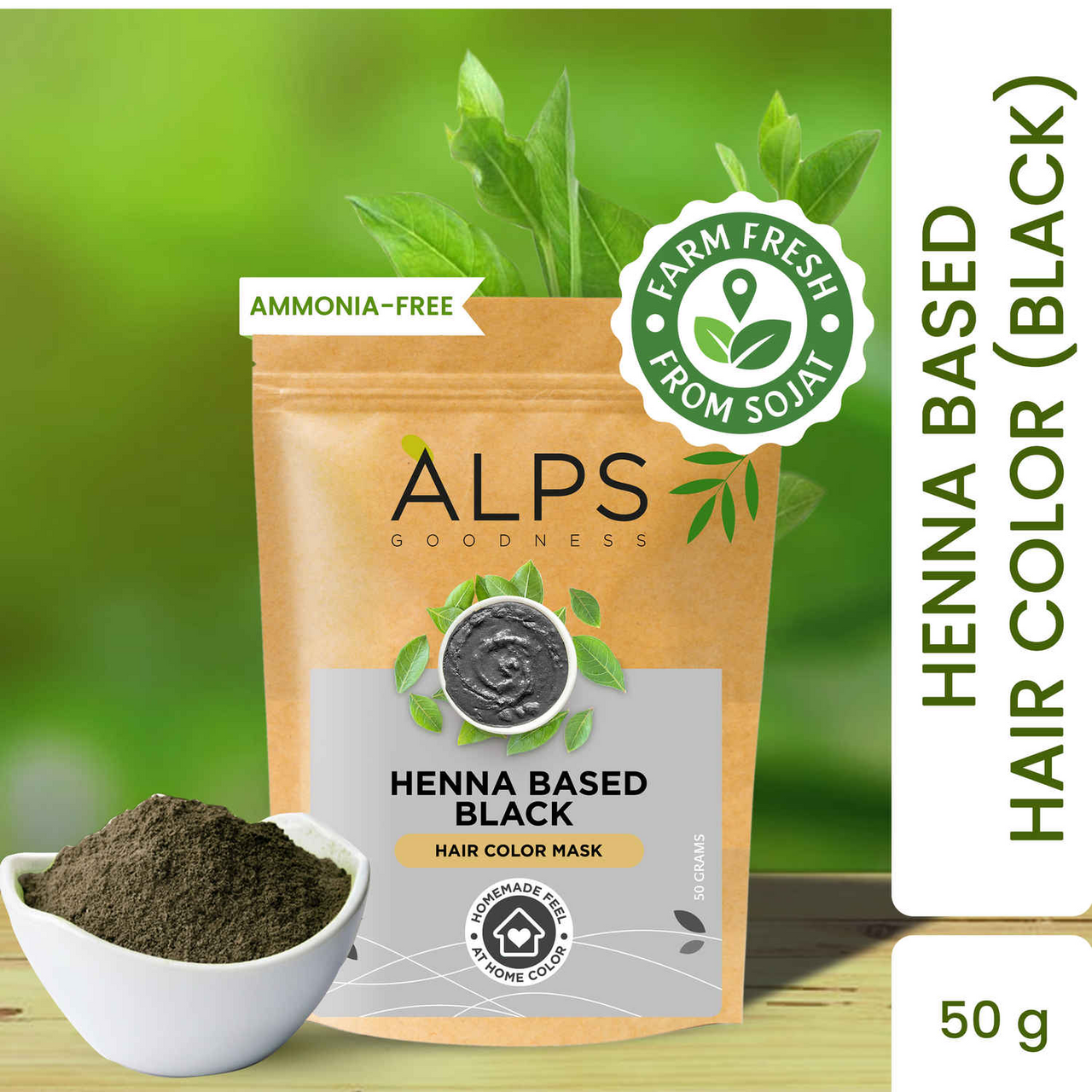 Alps Goodness Henna Based Hair Color Powder - Black - Distacart