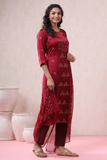 Thumbnail for Juniper Women's Maroon Pure Silk Embellished Kurta Set - Distacart