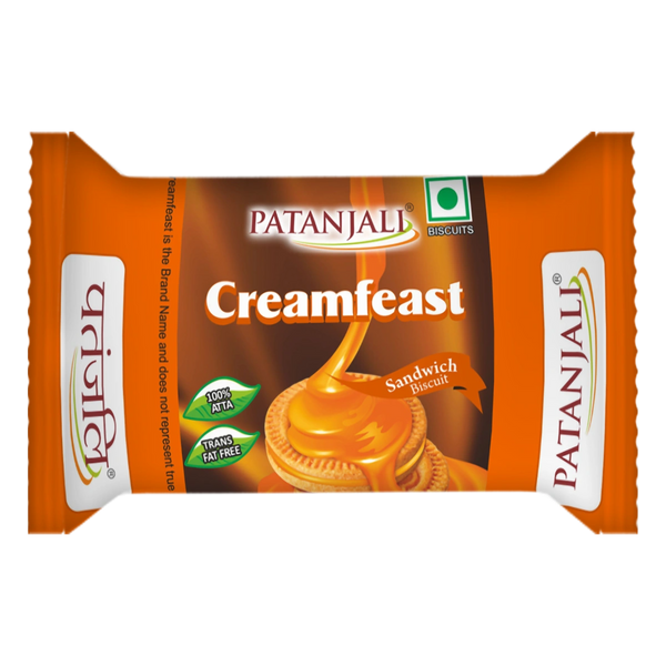 Patanjali Cream Feast Orange Biscuits (Pack of 10) - Distacart
