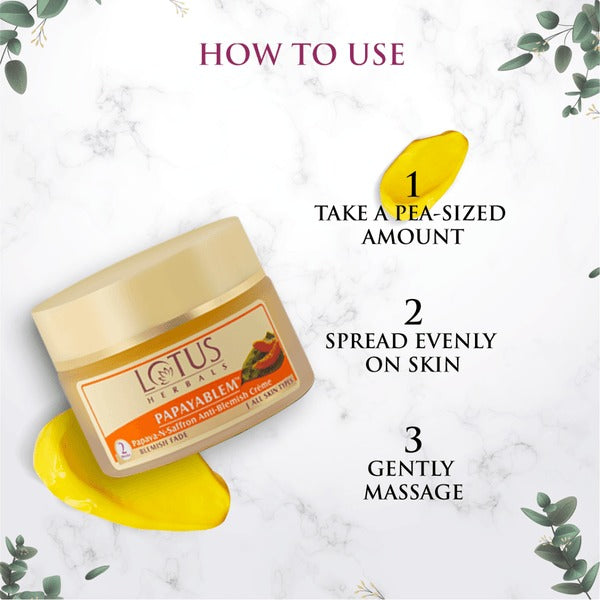 Lotus Herbals Papayablem Papaya-N-Saffron Anti-Blemish Creme - Distacart
