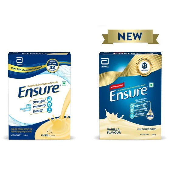 Ensure Vanilla Powder old and new package