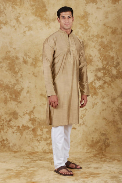 Bluesaanchi Men's Handloom Embroidered Ecru Kurta Set - Distacart