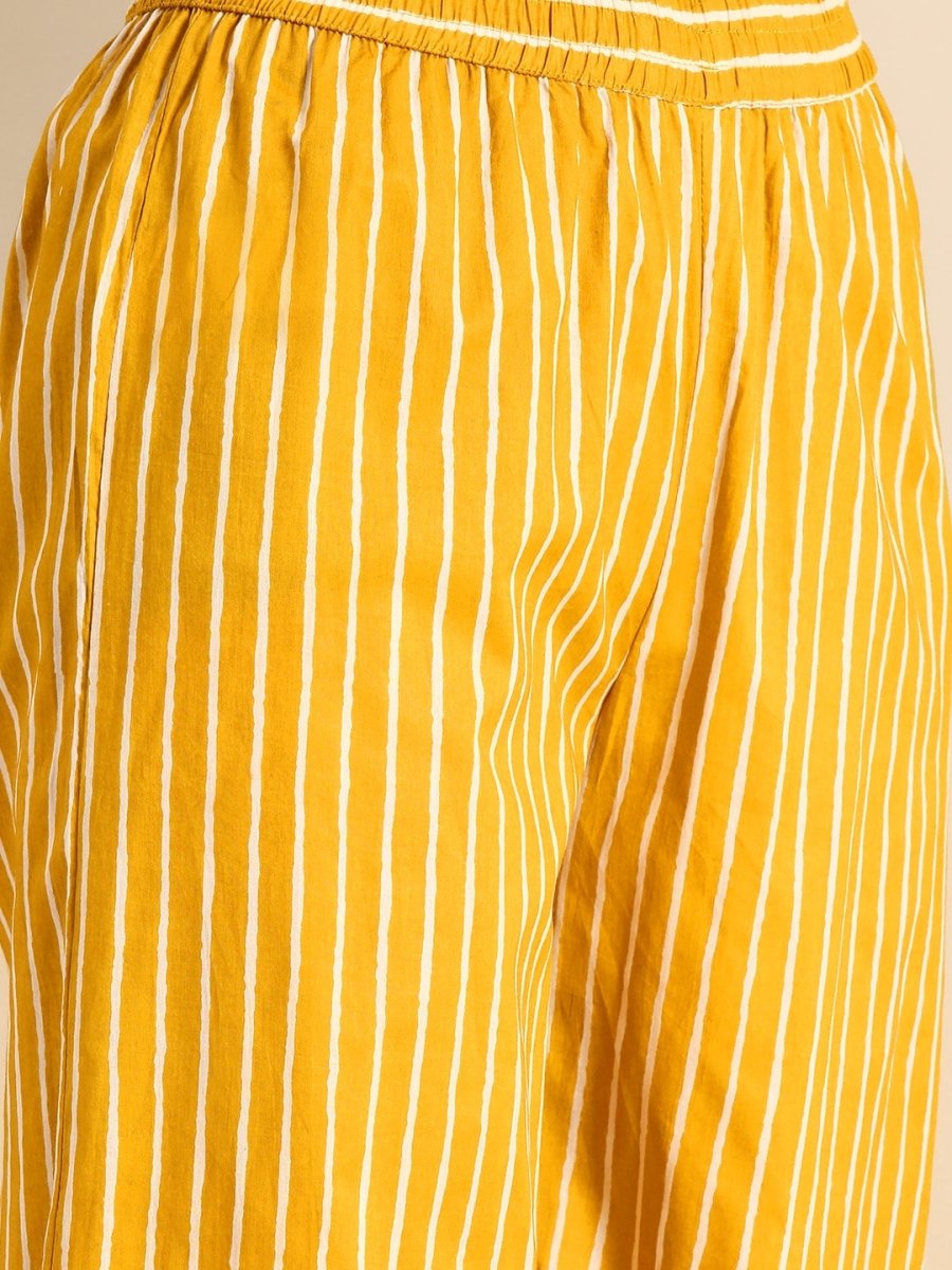 Anouk Women Yellow & White Printed Kurta with Palazzos - Distacart
