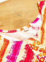 Thumbnail for Ode by House of Pataudi Orange Striped Round Neck Gotta Patti Straight Kurta - Distacart