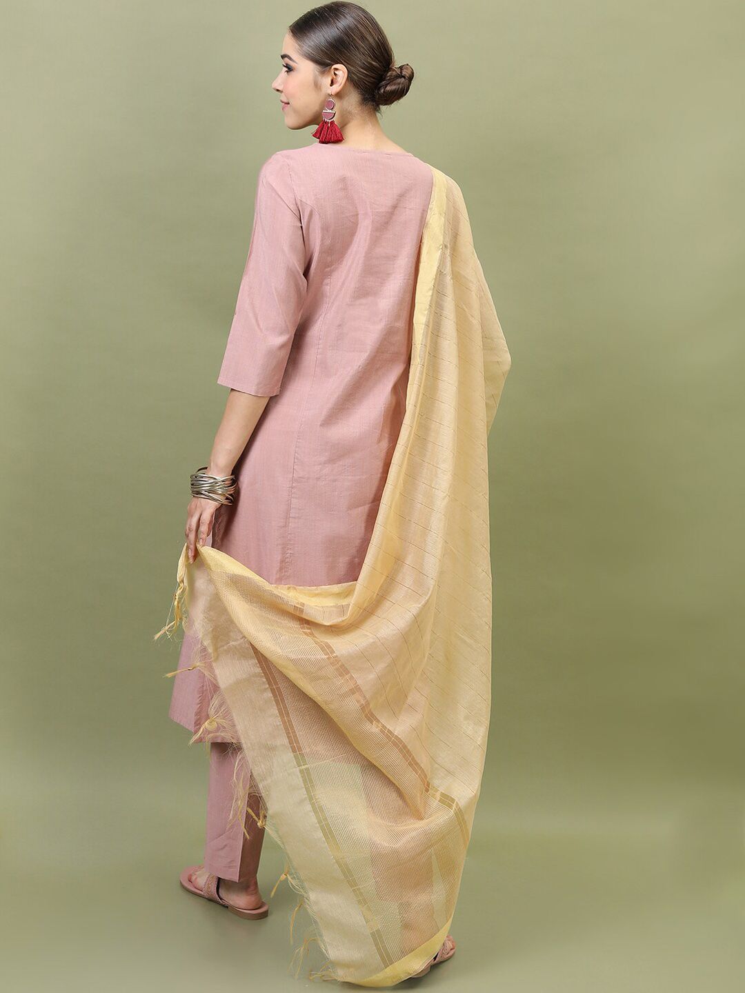 Vishudh Women Pink Kurta with Trousers & With Dupatta - Distacart