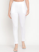 Thumbnail for TAG 7 Women White Set of 2 Solid Ankle Length Cotton Leggings - Distacart