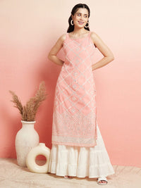 Thumbnail for Aks Geometric Mirror Work Straight Kurta - Distacart