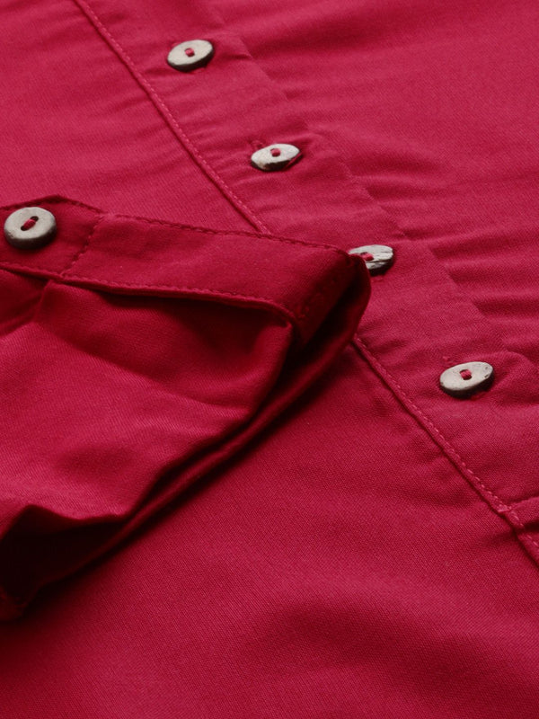 Vishudh Women Red Solid Straight Kurta - Distacart