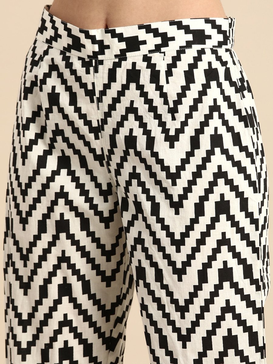 Anouk Women White Printed Kurta with Trousers - Distacart