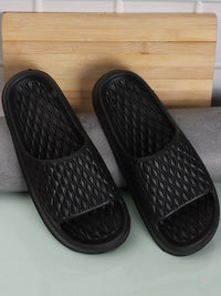 Thumbnail for Roadster The Lifestyle Co. Men Black Textured Lightweight Slider Flip Flops