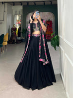 Thumbnail for Vastranavya Party Wear Sequins And Delicate Embroidery Work Belt Lehenga Choli - Black - Distacart
