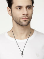 Thumbnail for NVR Men's Set of 2 Black & Silver Flash Pendent With Chain - Distacart