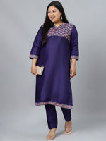 Thumbnail for Sztori Plus Size Ethnic Motifs Printed Straight Kurta with Trousers - Distacart