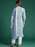Thumbnail for Indo Era Floral Printed Regular Pure Cotton Kurta with Trousers & Dupatta
