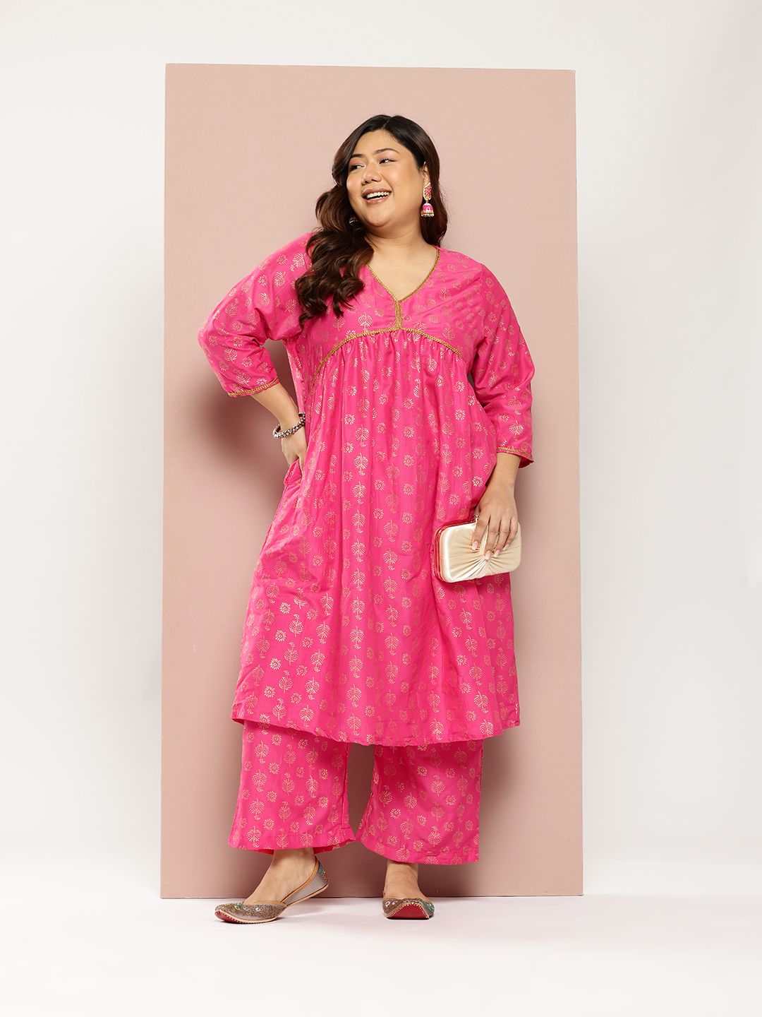 Sztori Women Ethnic Motifs Printed Regular Gotta Patti Kurta with Palazzos - Distacart