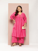 Thumbnail for Sztori Women Ethnic Motifs Printed Regular Gotta Patti Kurta with Palazzos - Distacart