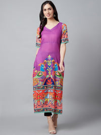 Thumbnail for Aks Ethnic Motifs Printed V-Neck Kurta - Distacart