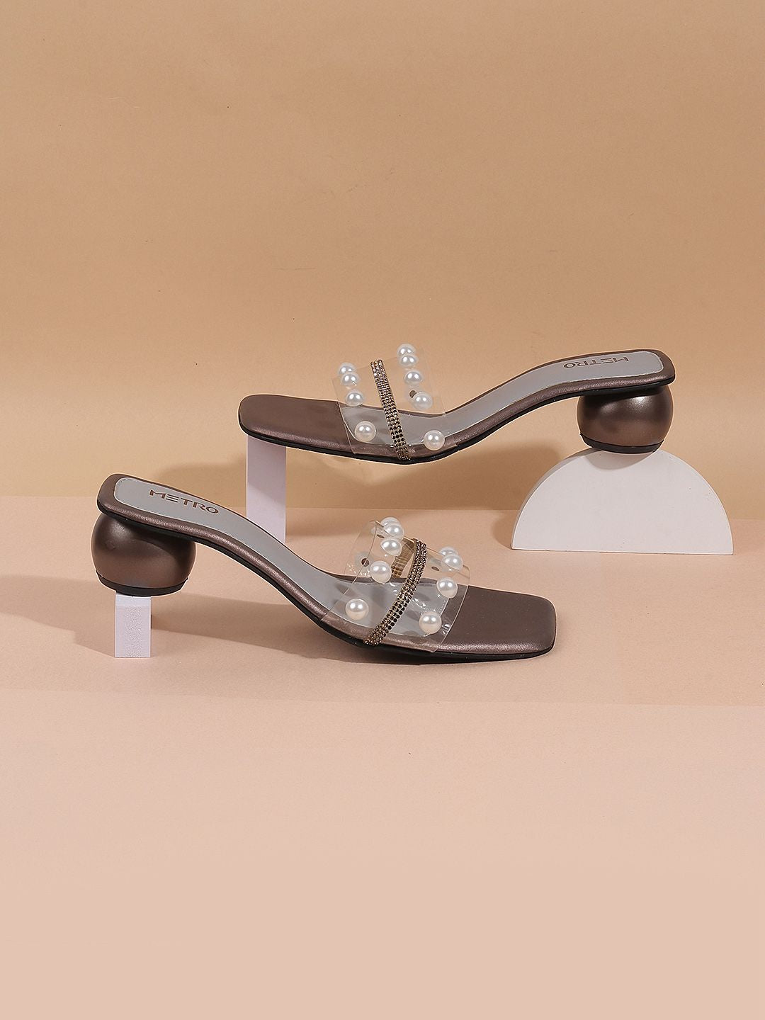 Metro Embellished Square Toe Block Mules