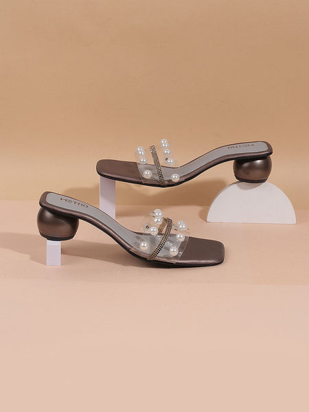 Metro Embellished Square Toe Block Mules