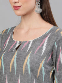 Thumbnail for Aks Abstract Printed Pure Cotton Kurta with Palazzos & With Dupatta - Distacart