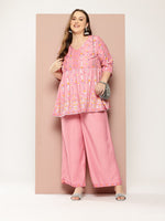 Thumbnail for Sztori Plus Size Printed Gotta Patti Empire Kurta with Palazzos - Distacart