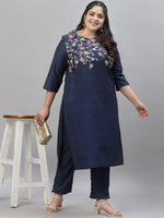 Thumbnail for Sztori Plus Size Floral Printed Regular Kurta with Trousers - Distacart