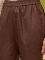 Thumbnail for Vishudh Brown Ethnic Motifs Embroidered Kurta & Trousers With Dupatta - Distacart