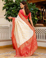 Thumbnail for Joban Fashion Off White Silk Woven Banarasi Saree