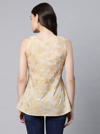Thumbnail for Ahalyaa Women Beige Cotton Gold Printed Tunic - Distacart