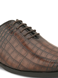 Thumbnail for House of Pataudi Men Textured Formal Lace Up Oxfords