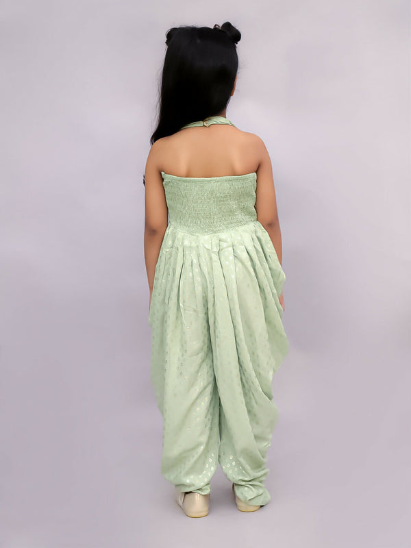 Lil Drama Fusion Fair Girls Green Dhoti Jumper
