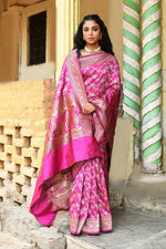 Thumbnail for Joban Fashion Pink Soft Pure Handloom Banarasi Silk Saree