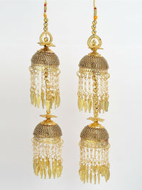 Thumbnail for NVR Women's Pack Of 2 Gold- Plated Stone Studded Bridal Layered Kaleera Sets