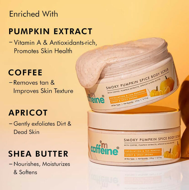 mCaffeine Smoky Pumpkin Spice Body Scrub, Exfoliates, Removes Tan, Sweet & Spicy Aroma - Distacart