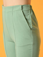 Thumbnail for Myshka Women's Green Flared Party Trouser - Distacart