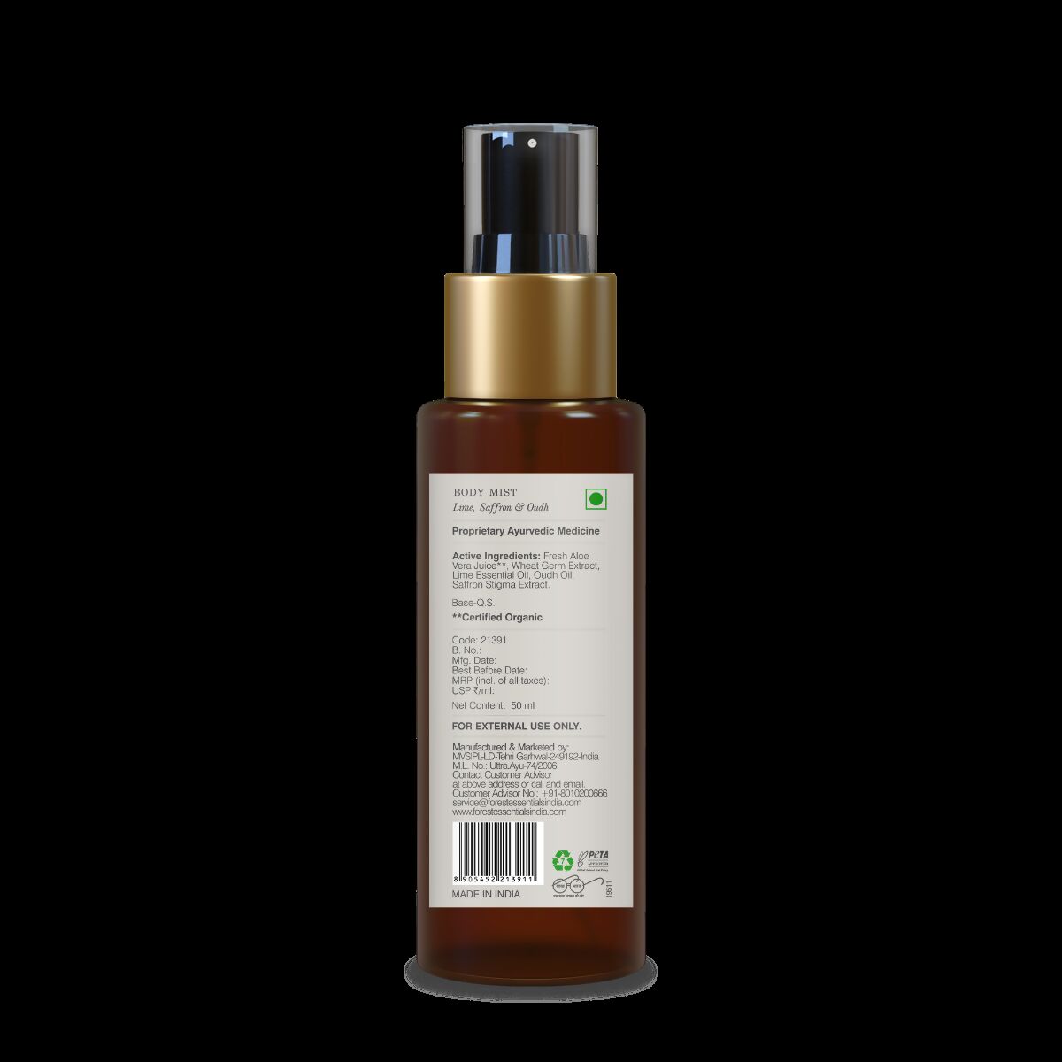 Forest Essentials Scented Body Mist Lime Saffron & Oudh - Distacart