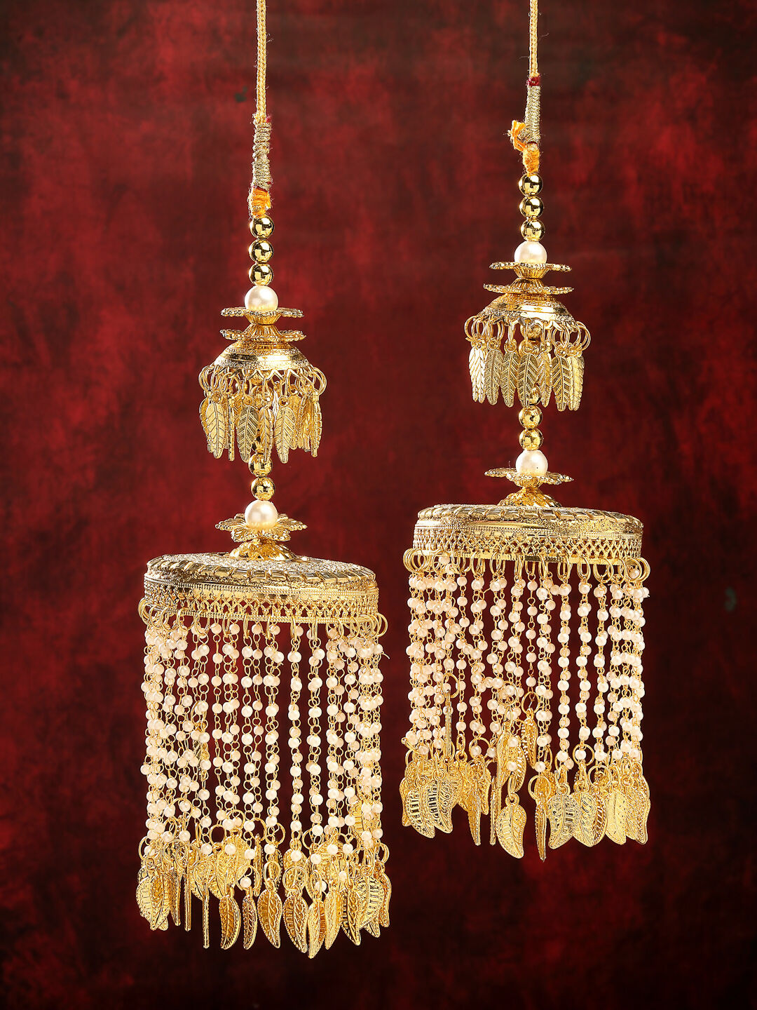 NVR Women's Pack Of 2 Gold Plated Kundan Bridal Heavy Kaleera Sets