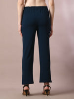 Thumbnail for Myshka Women'sNavy Blue Solid Party straight Trousers - Distacart
