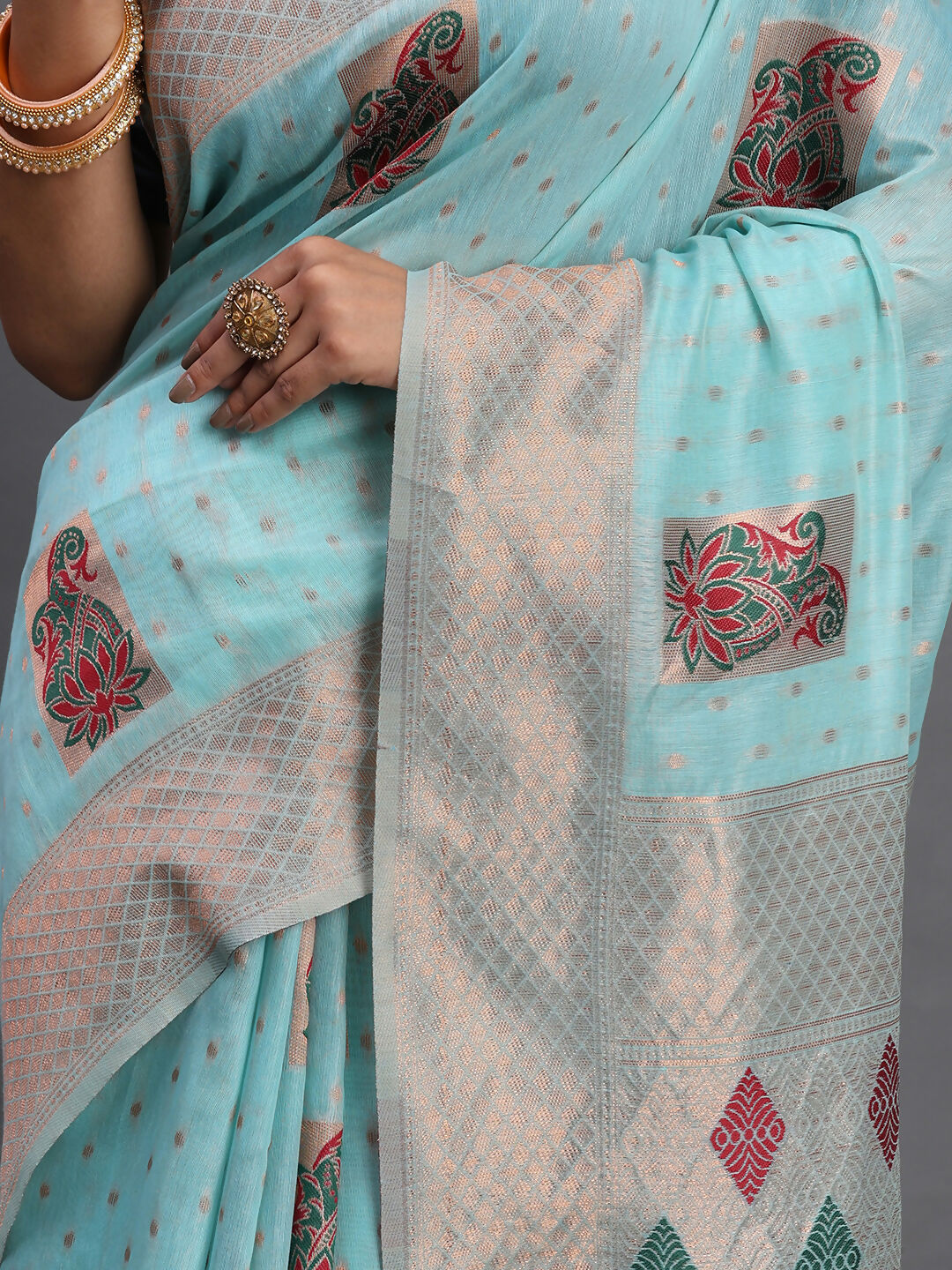 Astita Linen Cotton Sky Blue Saree