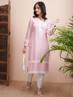 Thumbnail for Vishudh Embroidered Round Neck Kurta - Distacart